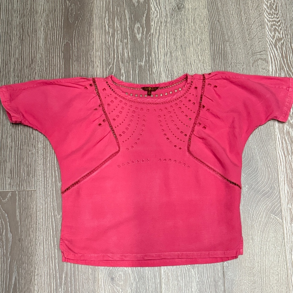 7 For All Mankind Coral Cutout Blouse